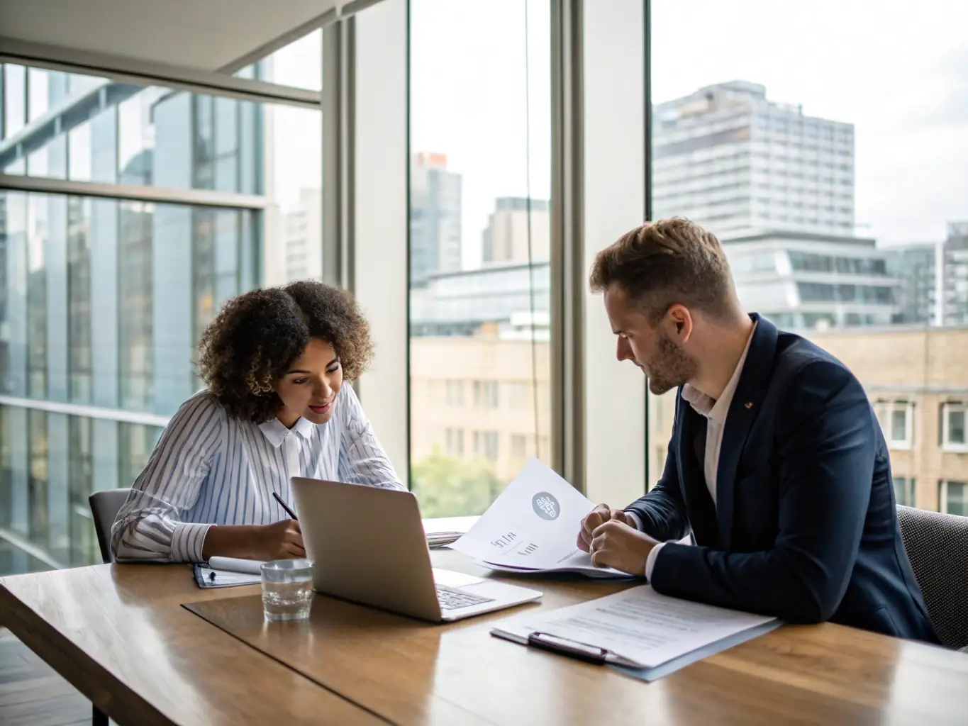 An image of a business coach working one-on-one with a client in a relaxed setting, discussing business strategies and goals, with a focus on personalized guidance.